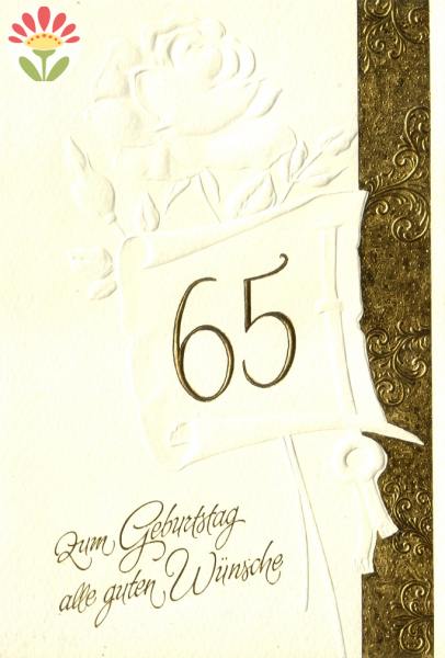 Klappkarte 65. Geburtstag, Rose