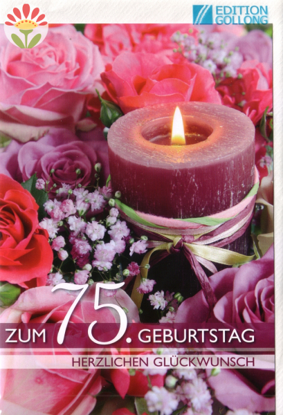 Klappkarte 75. Geburtstag, Kerze