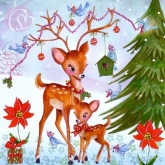 Postkarte Hirsch mit Reh
