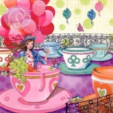 Postkarte Mädchen mit Luftballons