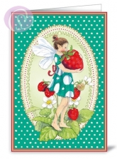 Klappkarte Elfe mit Erdbeere