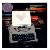 Postkarte Herz & Love, Schreibmaschine