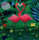Postkarte Flamingos