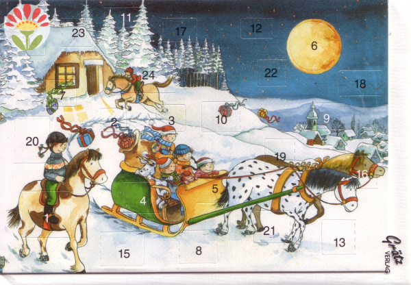Klappkarte Adventskalender Pferdeschlitten