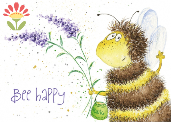 Postkarte Bee Happy, Biene