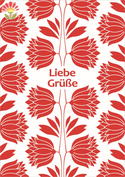 Postkarte Liebe Grüße, Vintageblumen
