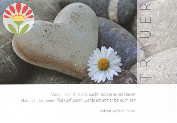 Klappkarte Trauer, Steinherz