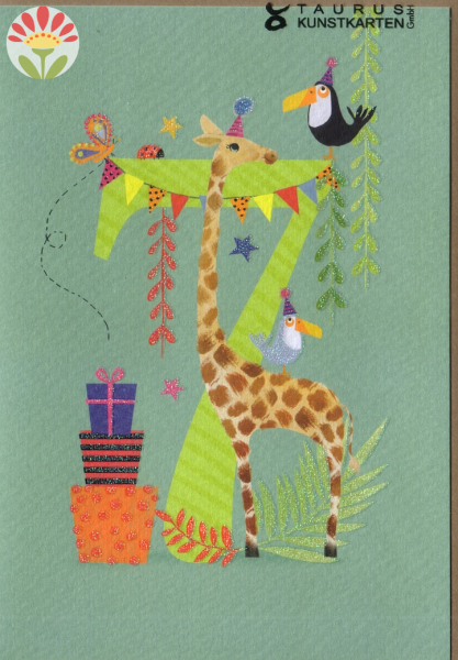 Klappkarte 7. Geburtstag, Giraffe