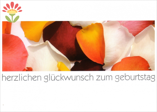 Postkarte Geburtstag, Rosenblätter