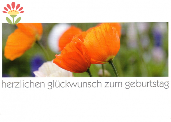 Postkarte Geburtstag, Mohnblumen