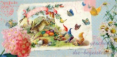 Postkarte Osterhase mit Gartenzwergen