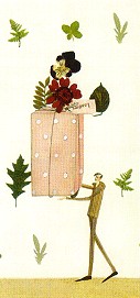 Klappkarte Blütenpost - Mann mit Geschenk