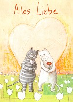 Klappkarte Alles Liebe, Katzen