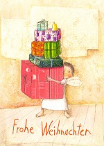 Postkarte Engel mit Geschenken
