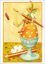 Postkarte Frohe Ostern, Eierbecher