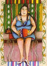 Postkarte Frau mit Osterei