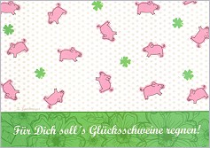 Postkarte Glücksschweine