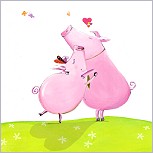 Postkarte Verliebte Schweine