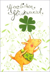 Postkarte Viel Glück, viel Schwein!