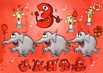 Postkarte 3 Jahre - Elefanten
