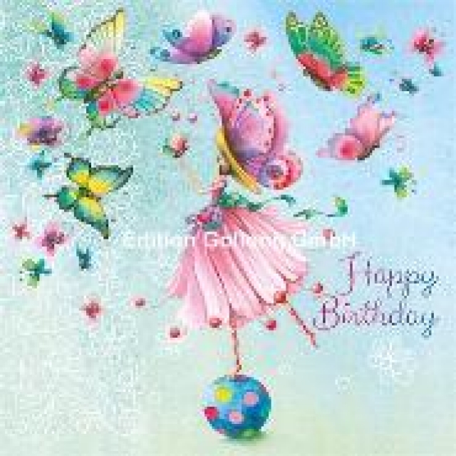 UK Greetings Glückwunschkarte Für Mädchen – Süßes Schmetterlings-Design Mit Glitzer, 21x11 Cm | Für Babyparty & Neugeborene