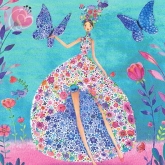 Postkarte Blumenmädchen mit Schmetterlingen