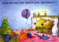 Weihnachtskarte Bett