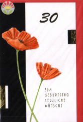 Klappkarte 30. Geburtstag, Mohnblumen