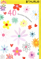 Klappkarte 40. Geburtstag, Blüten