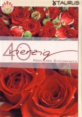 Klappkarte 40. Geburtstag, Rosen