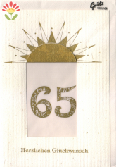 Klappkarte 65. Geburtstag, Gold Natur