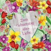 Postkarte Geburtstag, Frühlingsblumen