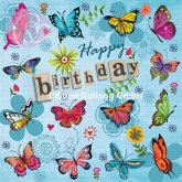 Postkarte Geburtstag, Schmetterlinge