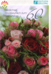 Klappkarte 60. Geburtstag, Rosenstrauß
