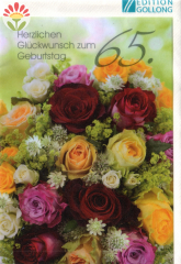 Klappkarte 65. Geburtstag, Rosenstrauß