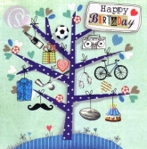Postkarte Happy Birthday, Baum