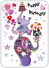 Postkarte Happy Birthday, Elefanten