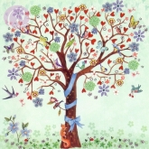 Postkarte Baum mit Schleife