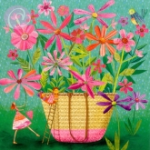 Postkarte Tasche mit Blumen