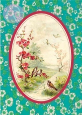 Postkarte Vögel in Zweigen