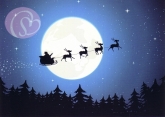 Postkarte Schlittenfahrt in Mondnacht