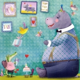 Postkarte Hippo Hippo Hurrah