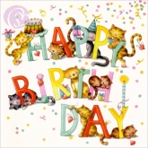 Postkarte Happy Birthday, Katzen