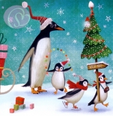 Postkarte Familie Pinguin