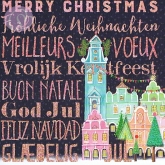 Postkarte Merry Christmas, mehrsprachig