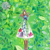 Postkarte Blumenmädchen in Blättern & Zweigen