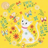 Postkarte Kätzchen mit Schmetterlingen