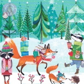 Postkarte Fuchs mit Hase & Geschenken