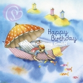 Postkarte Happy Birthday, Boot