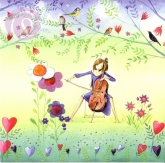 Postkarte Frau spielt Cello